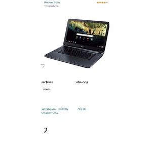 Acer Chromebook 15.6'' Laptop Intel CPU 1.60 GHz, 2GB RAM, 16GB SSD CB3-532-C47C